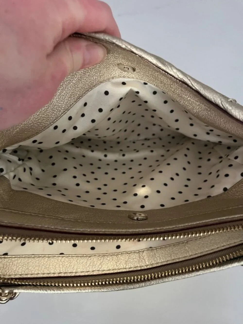 Kate Spade New York Metallic Gold Leather Bow Satchel Shoulder Bag